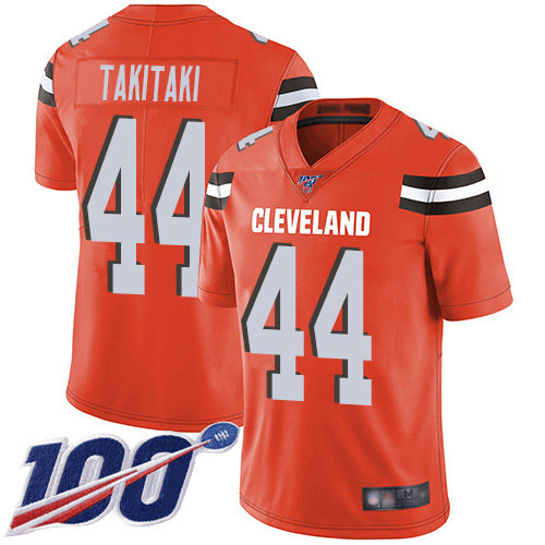 Cleveland Browns Sione Takitaki Men Orange Limited Jersey #44 NFL Football Alternate 100th Season Vapor Untouchable->cleveland browns->NFL Jersey